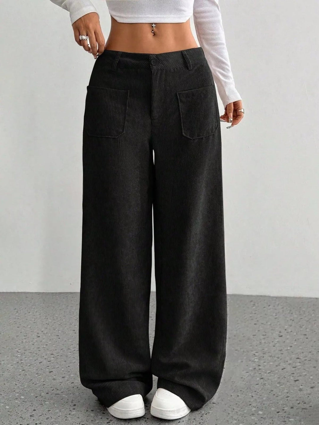 Elegant High Waisted Wide Leg Trousers for Women with Flattering Drape Modern Comfort Style