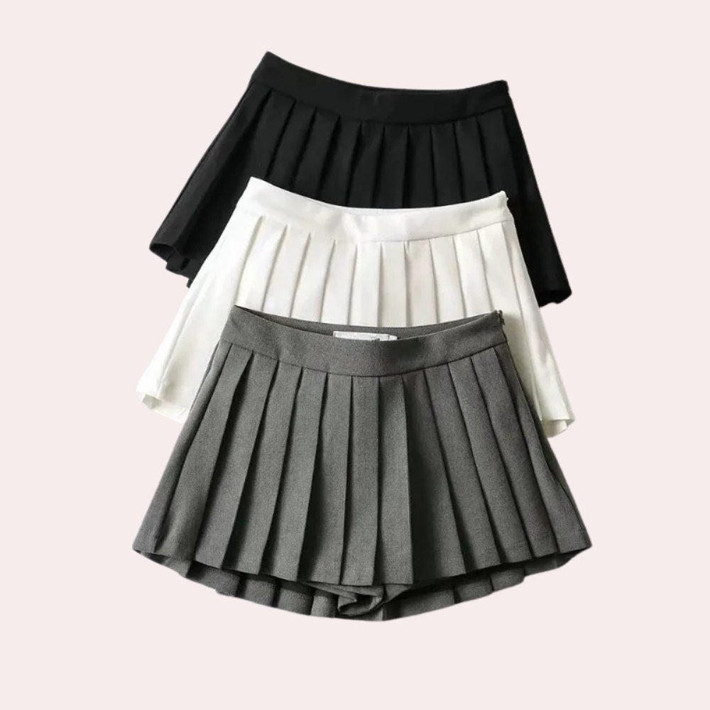 Elegant Pleated Mini Skirt for Women with Sharp Pleats Sophisticated Chic Everyday Style