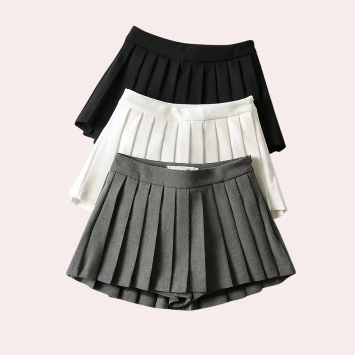 Elegant Pleated Mini Skirt for Women with Sharp Pleats Sophisticated Chic Everyday Style