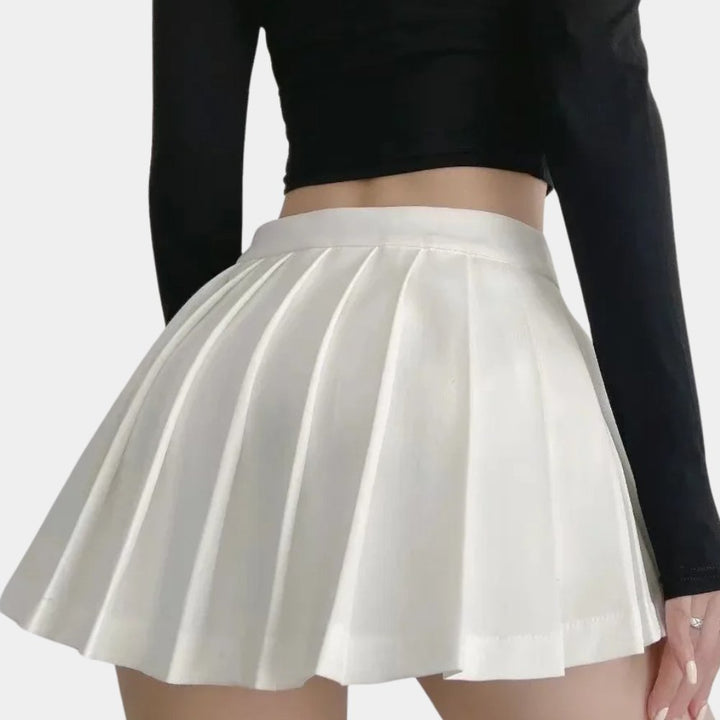 Elegant Pleated Mini Skirt for Women with Sharp Pleats Sophisticated Chic Everyday Style