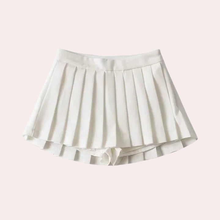 Elegant Pleated Mini Skirt for Women with Sharp Pleats Sophisticated Chic Everyday Style
