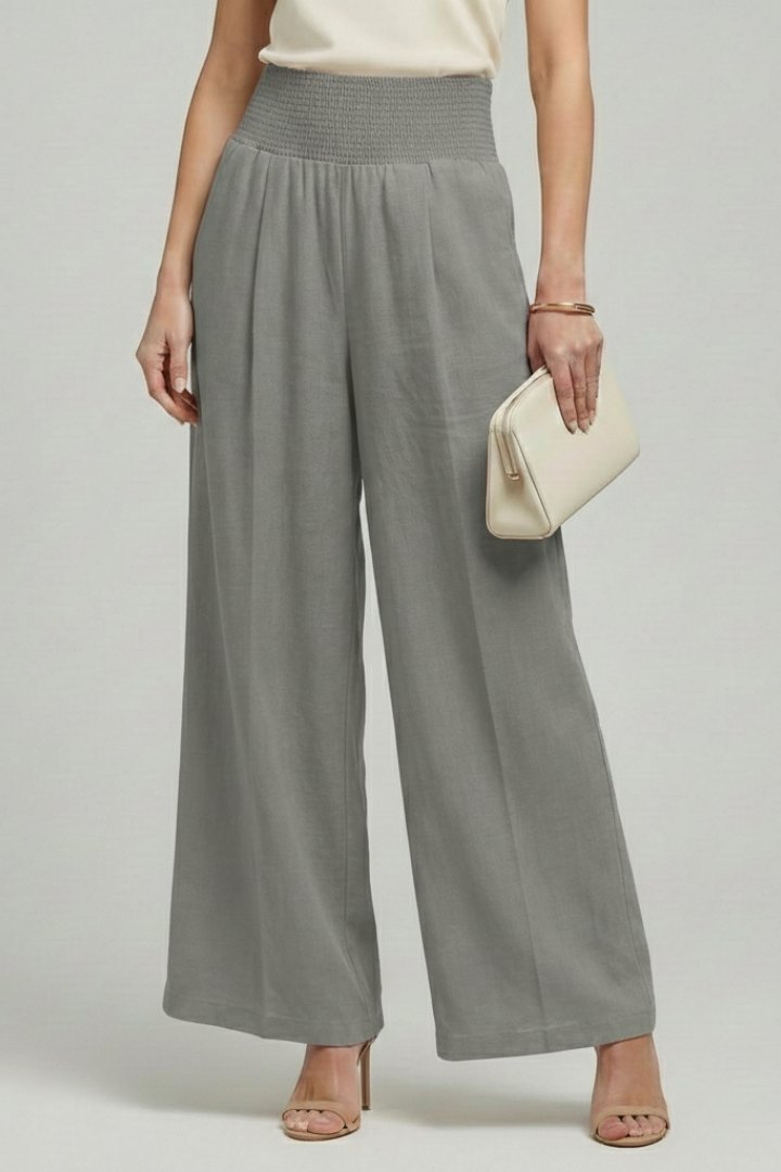 Elegant Pleated Palazzo Trousers for Women with High Waist Wide Leg Refined Summer Style