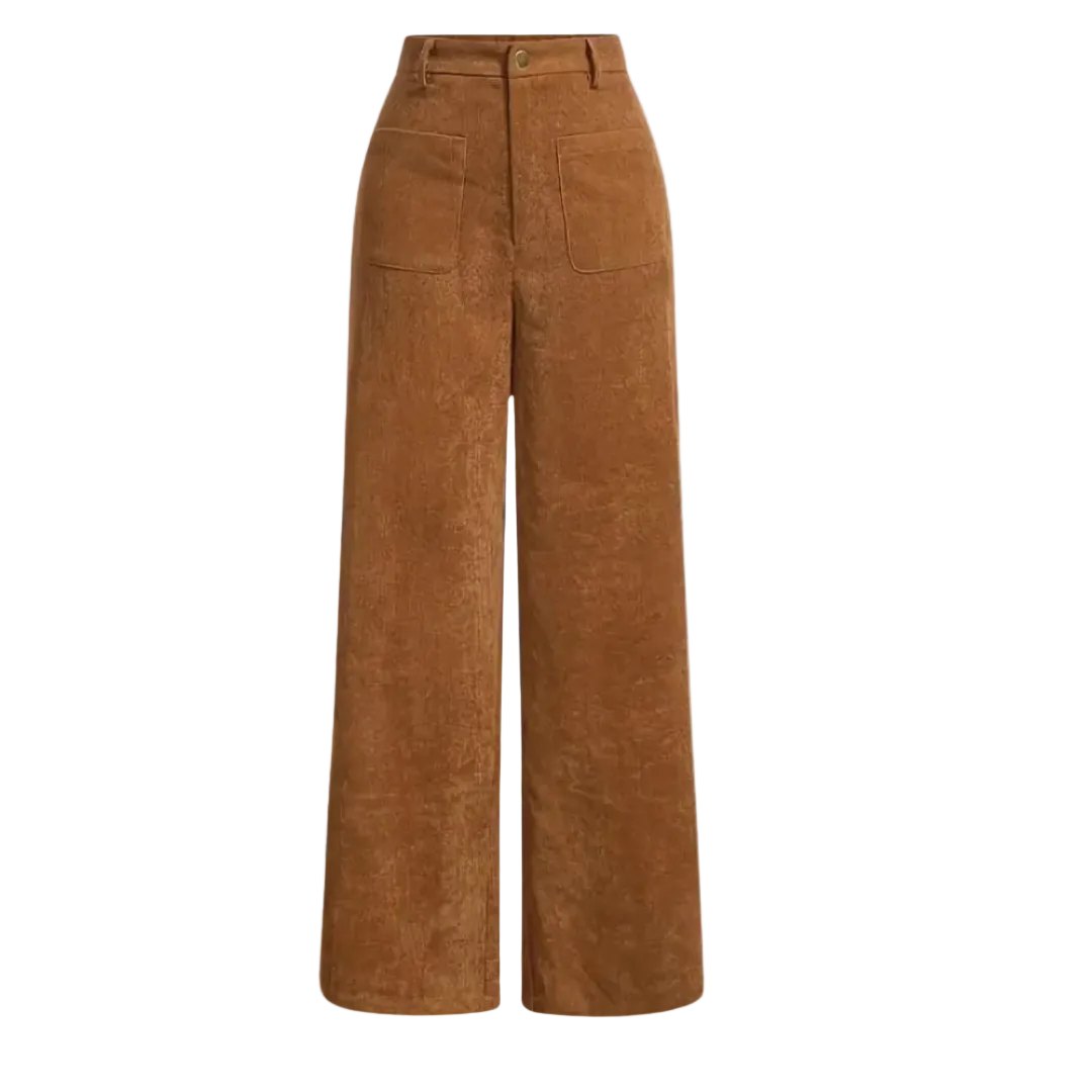 Elegant Ribbed Corduroy Trousers for Women with Classic Silhouette Soft Texture Regular Fit Style