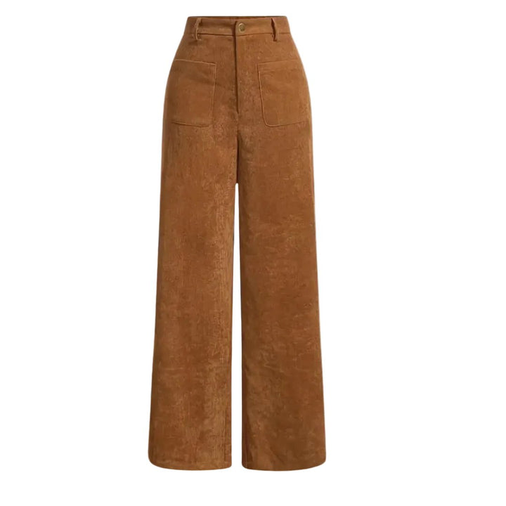 Elegant Ribbed Corduroy Trousers for Women with Classic Silhouette Soft Texture Regular Fit Style