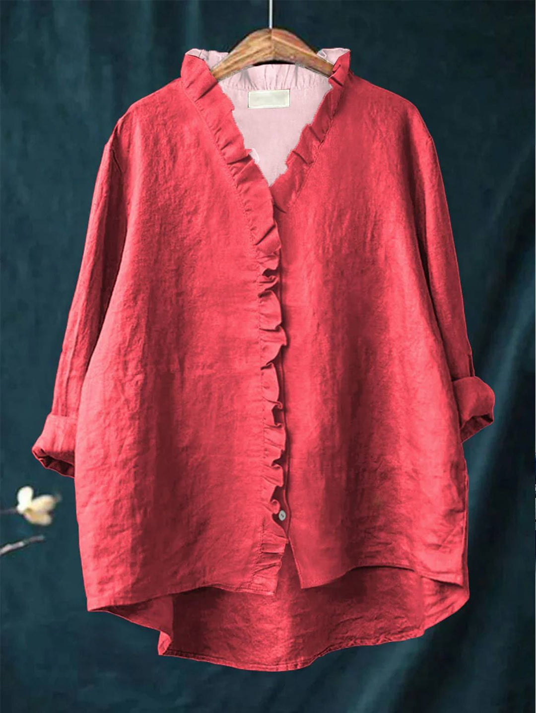Elegant Ruffled Tunic Shirt for Women with Soft Ruffle Detail Refined Relaxed Everyday Style