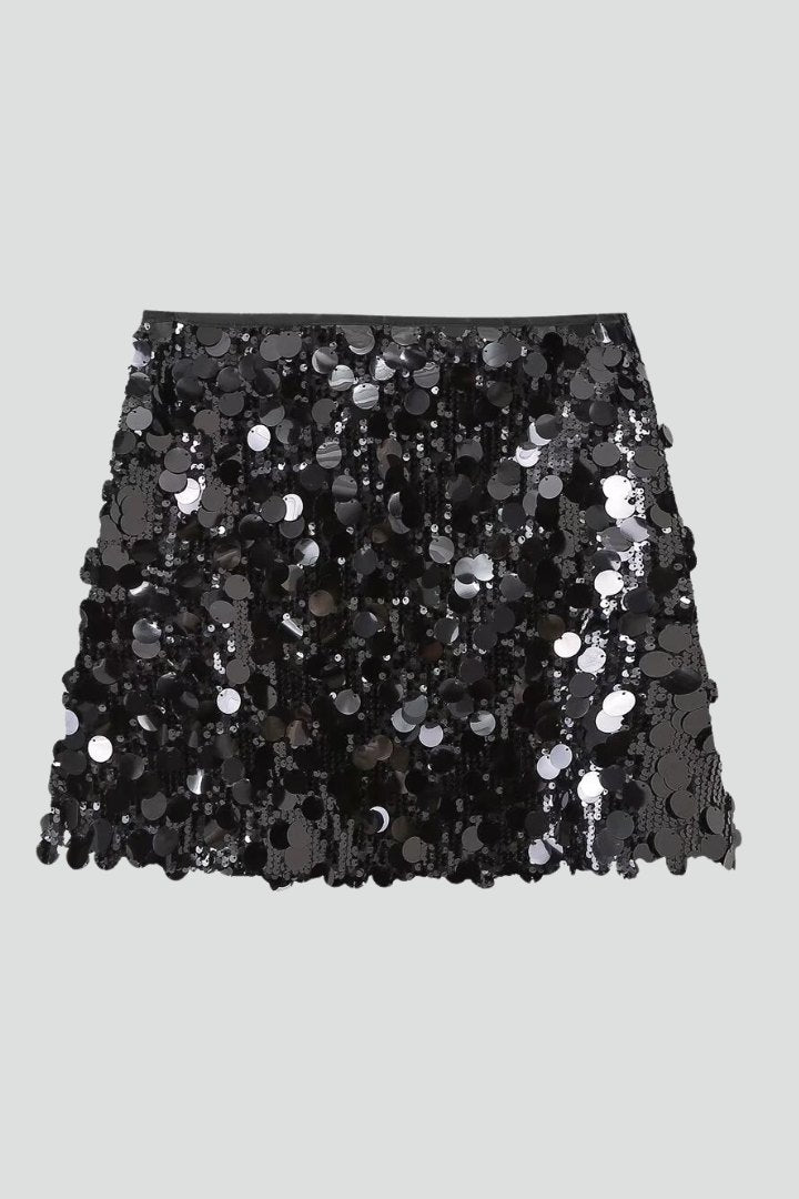 Elegant Sequin Mini Skirt for Women with Fitted Cut Sparkle Finish Evening Style
