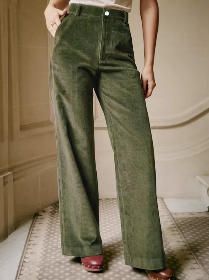 Elegant Tailored Corduroy Pants for Women with All Season Weight Casual Versatile Style