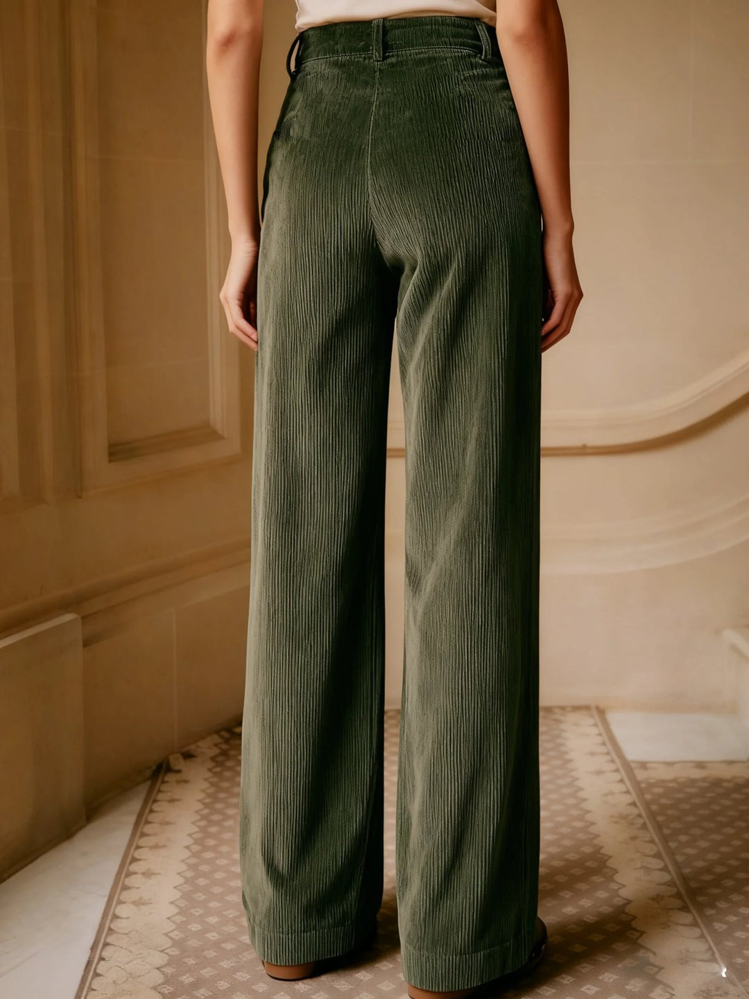 Elegant Tailored Corduroy Pants for Women with All Season Weight Casual Versatile Style