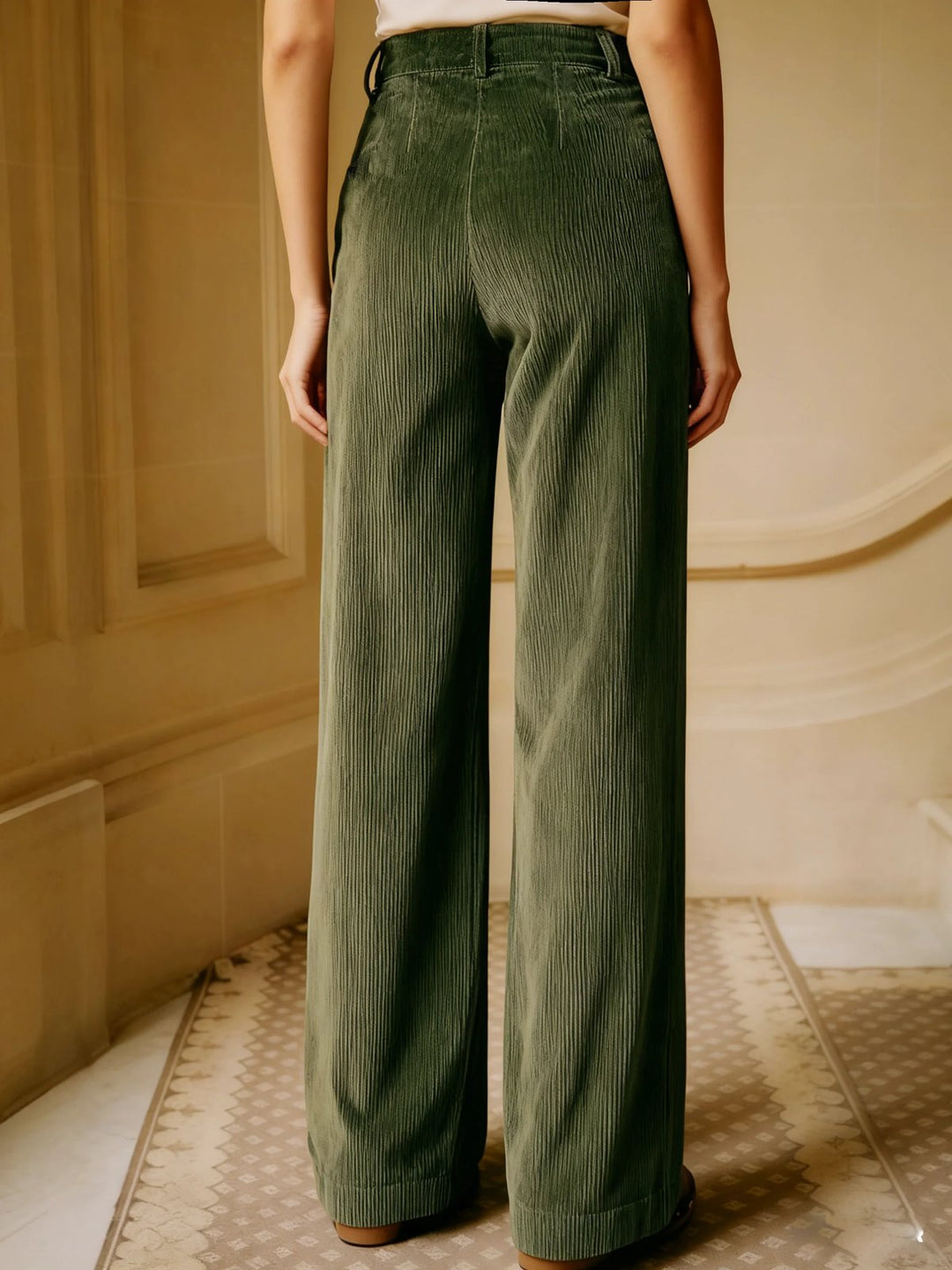 Elegant Tailored Corduroy Pants for Women with All Season Weight Casual Versatile Style