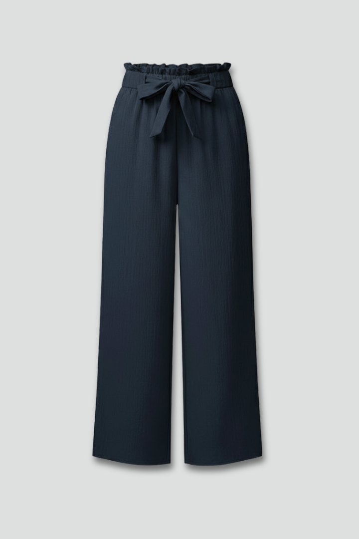 Elegant Tie Belt Palazzo Trousers for Women with Wide Leg Flowing Drape Everyday Style