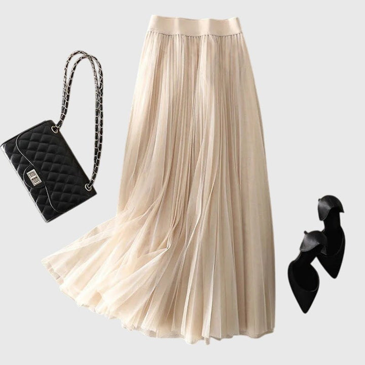 Elegant Tulle Skirt for Women with Elastic Waist Soft Lining Layered Flowing Style