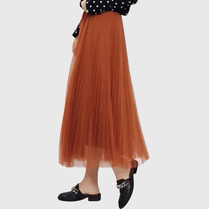 Elegant Tulle Skirt for Women with Elastic Waist Soft Lining Layered Flowing Style