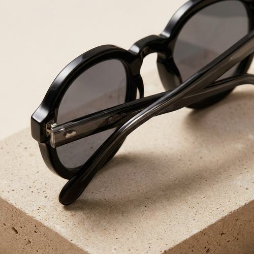 The Brooklyn oversized round black acetate sunglasses by Collins & Carter